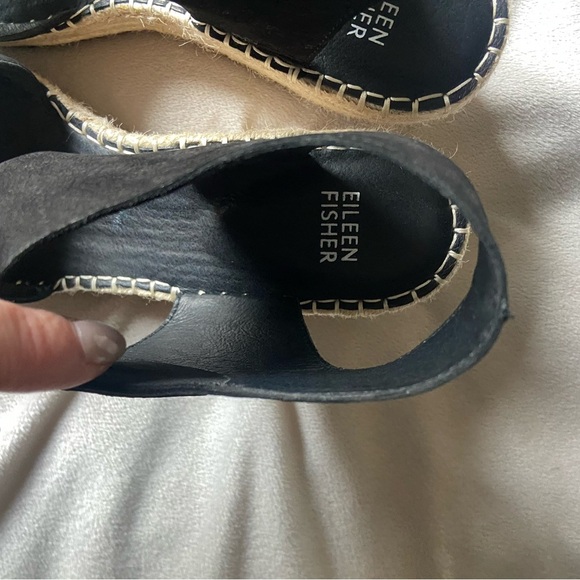 Eileen Fisher Black and Tan Espadrille Sandals - Picture 2 of 5
